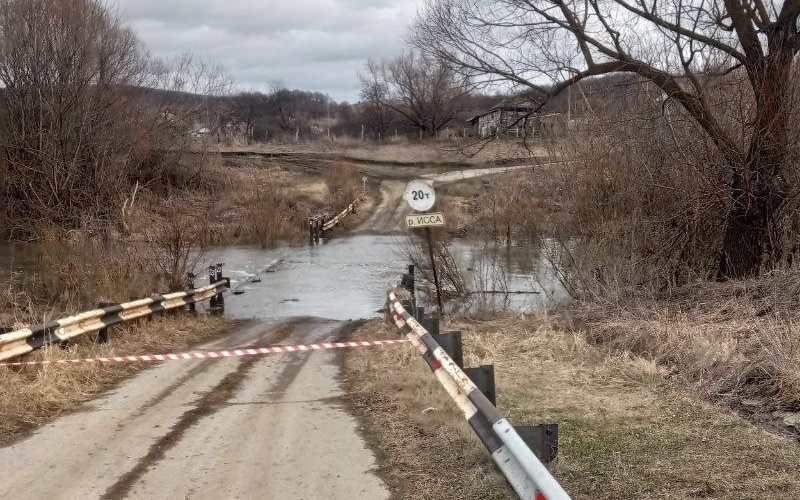 Весеннее половодье в Мордовии: мост уходит под воду, переправа временно закрыта