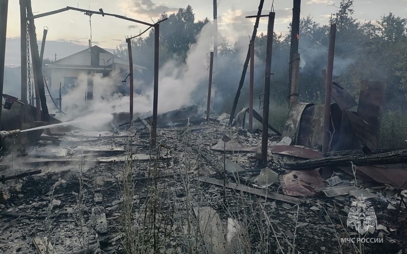 Пожар в Темниковском районе: Огонь поглотил сразу три постройки в подворье