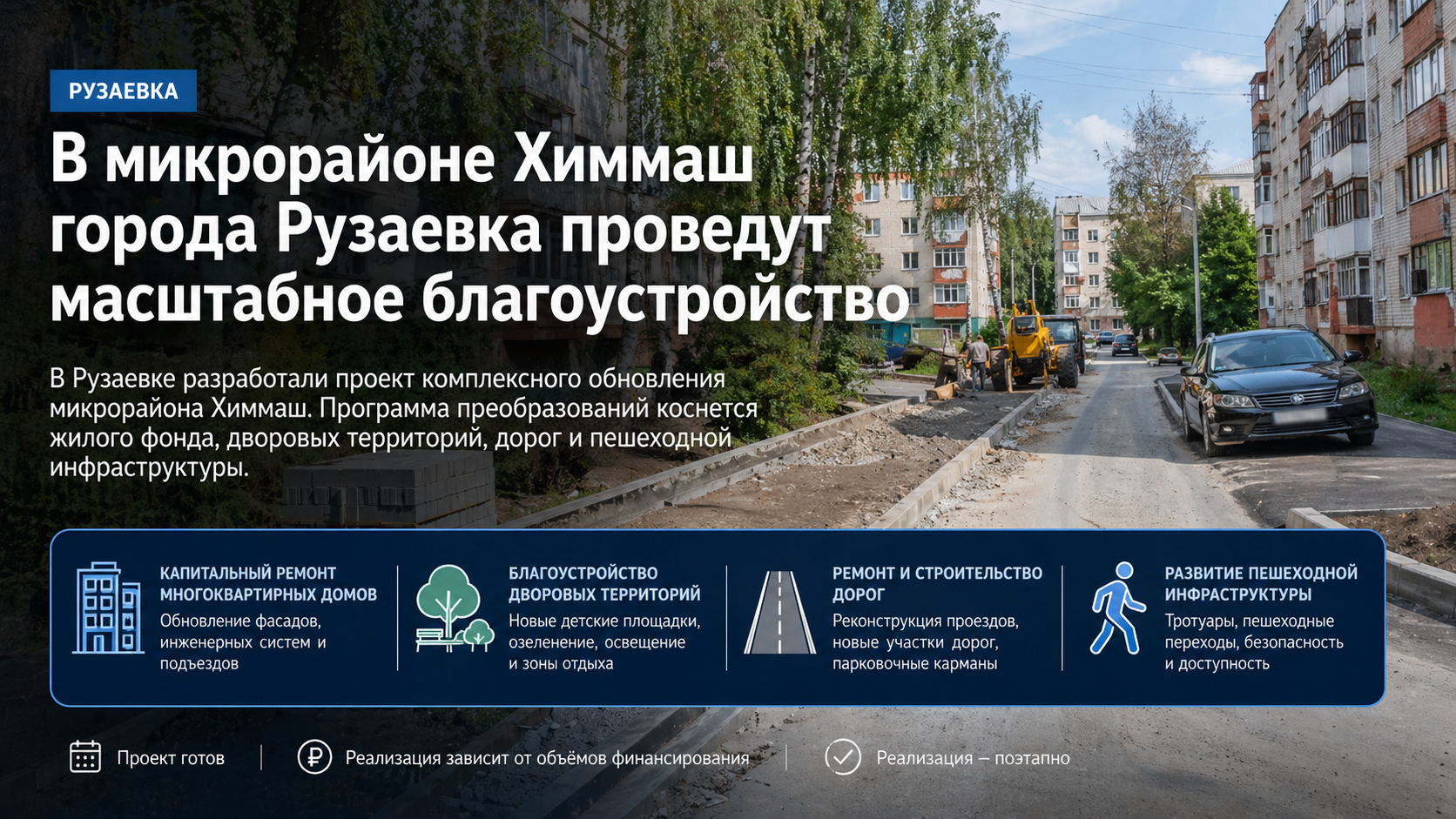 В микрорайоне Химмаш города Рузаевка проведут масштабное благоустройство