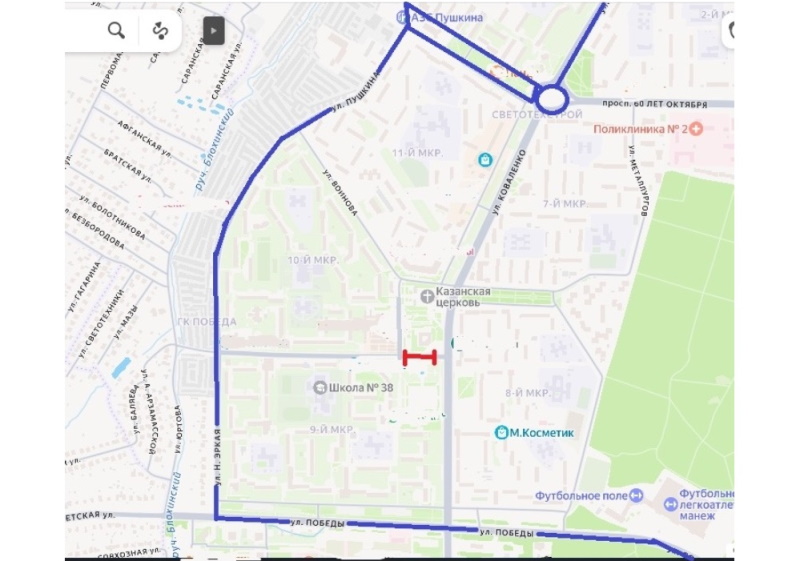 В Саранске временно изменится путь следования автобуса №12