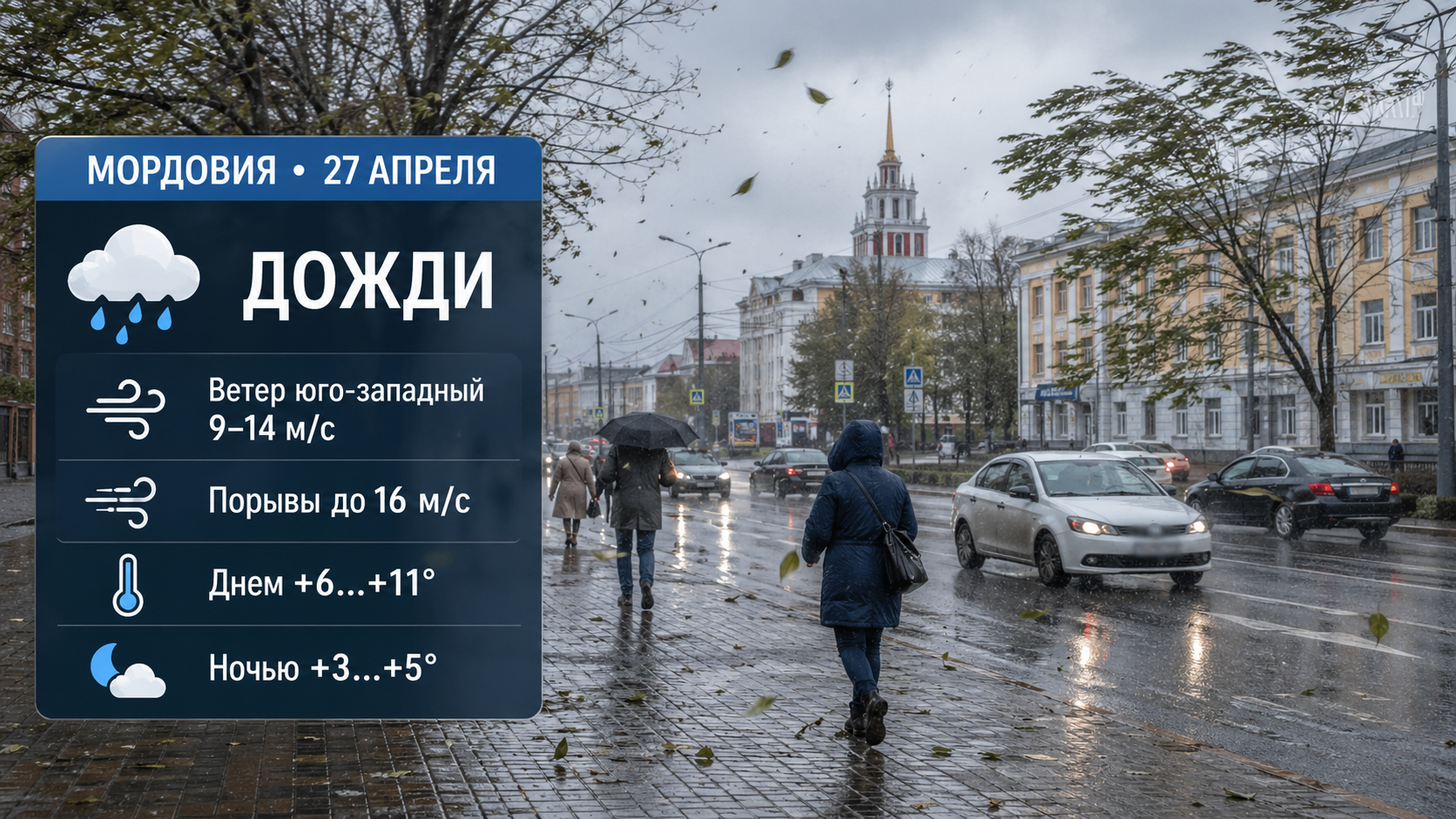 Дожди и усиление ветра: синоптики дали прогноз погоды в Мордовии на 27 апреля
